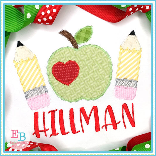 Apple Pencils Zigzag Applique, Applique