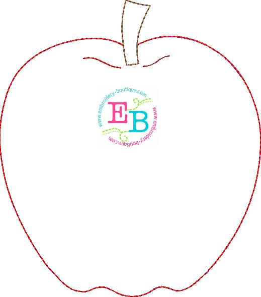 Apple No Tag Bean Applique, Applique