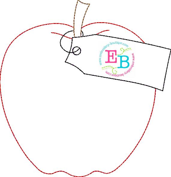 Apple Tag Bean Applique, Applique