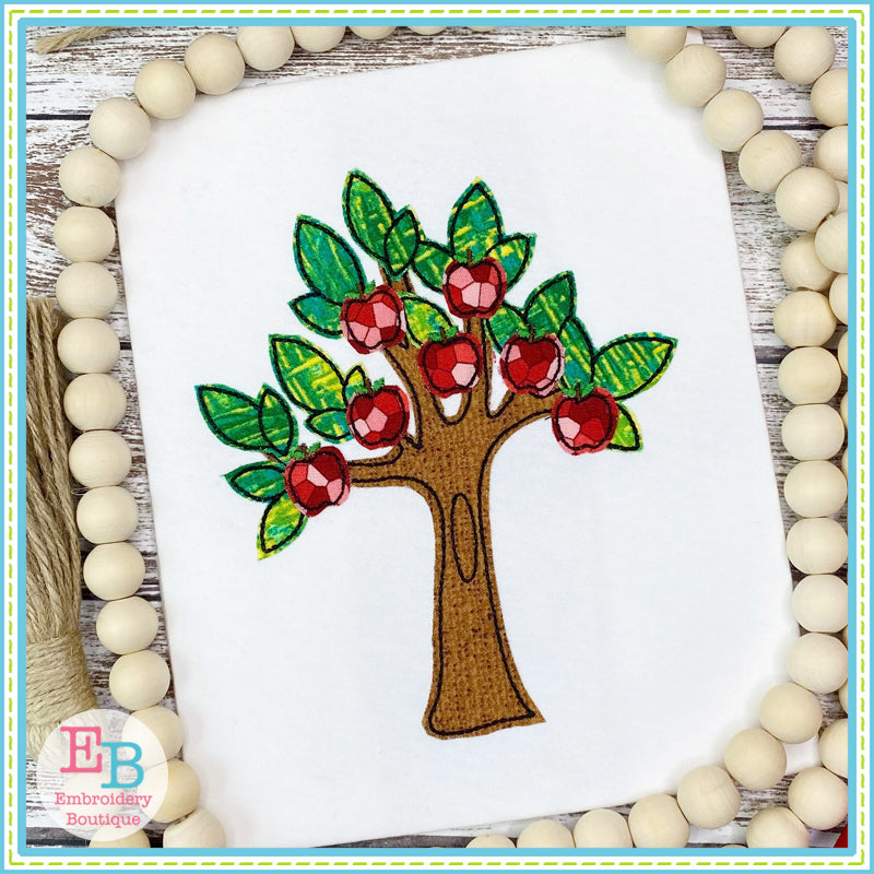 Apple Tree Bean Stitch Applique, Applique