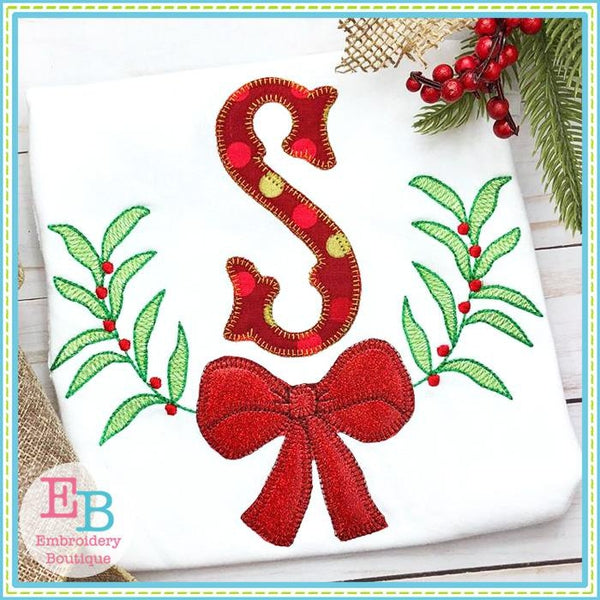 Bow Wreath Blanket Stitch Applique, Applique