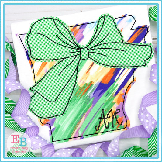 Big Bow Arkansas Bean Stitch Applique, Applique