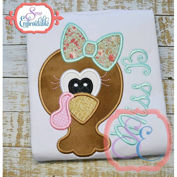Turkey Girl Head Applique, Applique
