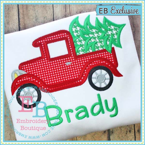 Old Timey Truck with Tree Applique, Applique