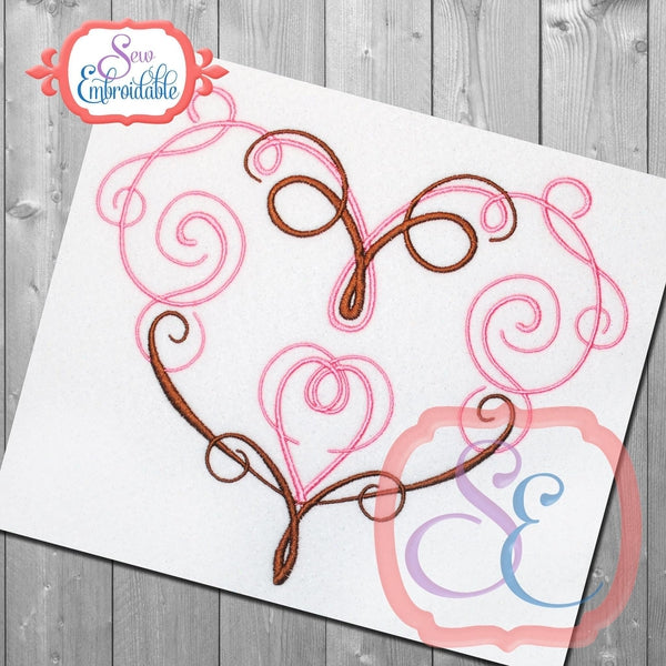 Swirl Heart 1 Embroidery Design, Embroidery