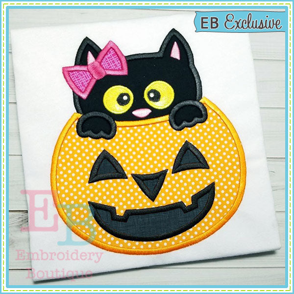 Pumpkin Kitty Applique, Applique