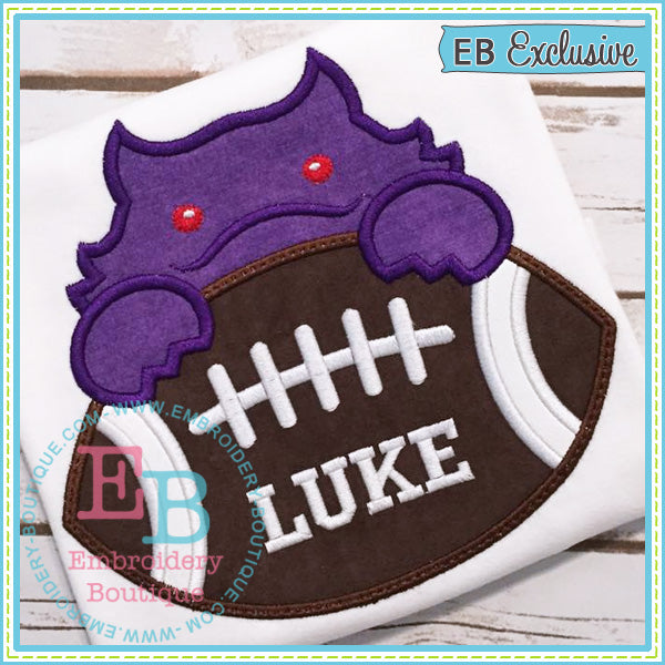 Football Horned Frog Boy Applique, Applique