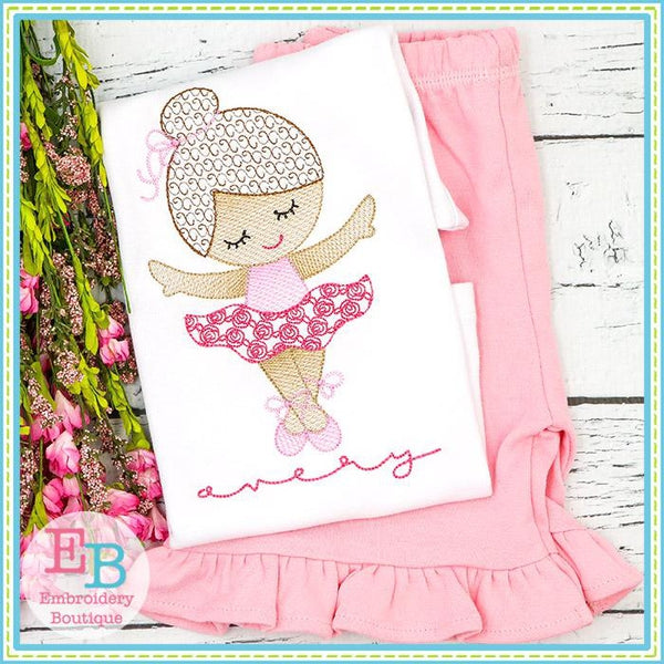 Little Ballerina 1 Motif Sketch Design, Embroidery