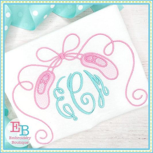 Ballet Shoes with Curly Ribbons Design, Embroidery