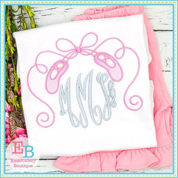 Ballet Shoes with Curly Ribbons Design, Embroidery