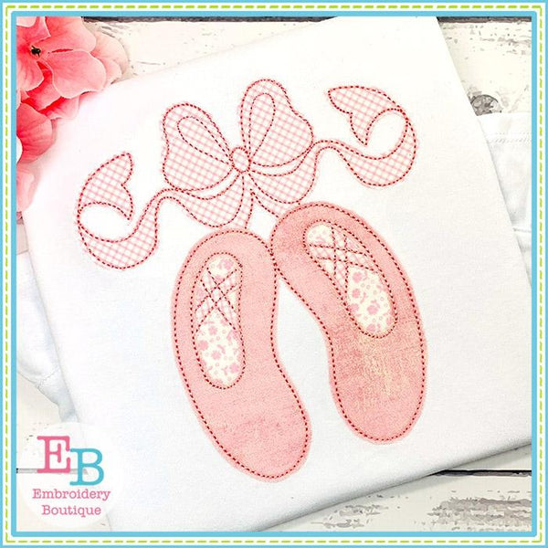 Ballet Shoes with Big Bow Bean Applique, Applique
