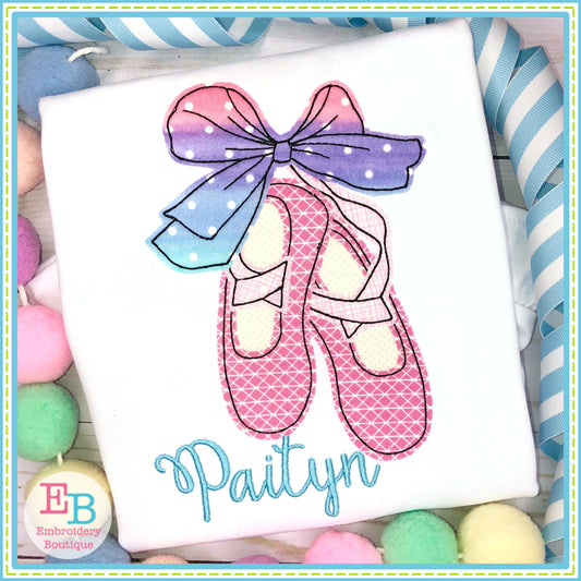 Ballet Shoes Big Bow No Tag Bean Applique, Applique