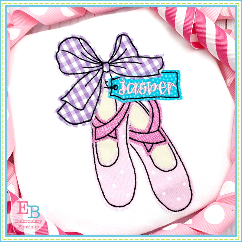 Ballet Shoes Big Bow Bean Applique, Applique