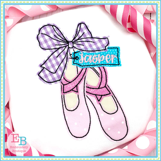 Ballet Shoes Big Bow Bean Applique, Applique