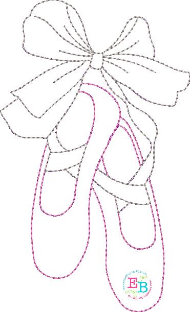 Ballet Shoes Big Bow No Tag Bean Applique, Applique