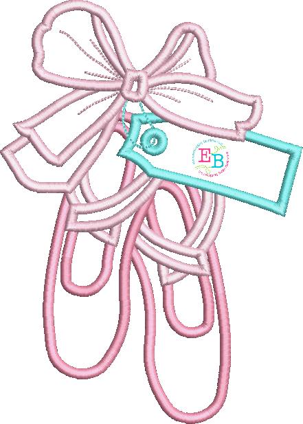 Ballet Shoes Big Bow Satin Applique, Applique