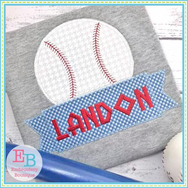 Baseball Banner Zigzag Applique, Applique