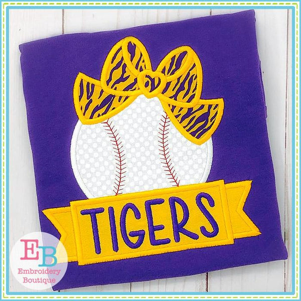 Big Bow Ball Banner Satin Applique, Applique