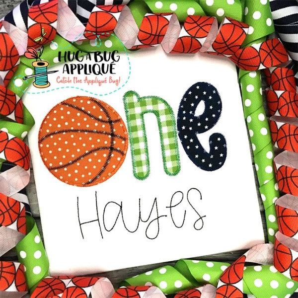 Basketball One Zig Zag Stitch Applique Design, Applique