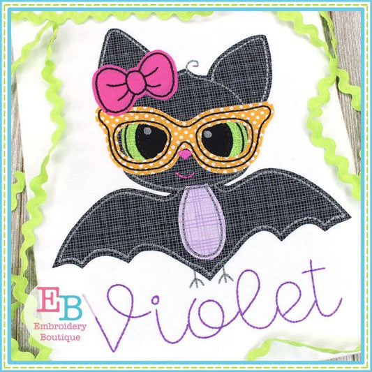 Bat Girl Bean Stitch Applique, Applique