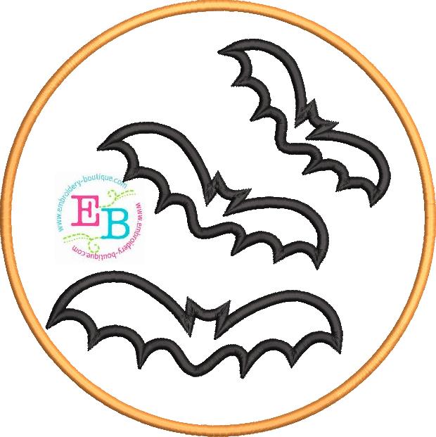 Bat Circle Satin Stitch Applique, Applique