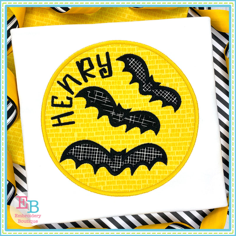Bat Circle Satin Stitch Applique, Applique