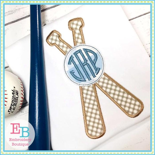 Baseball Bats Circle Satin Applique, Applique