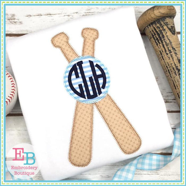 Baseball Bats Circle Zigzag Applique, Applique