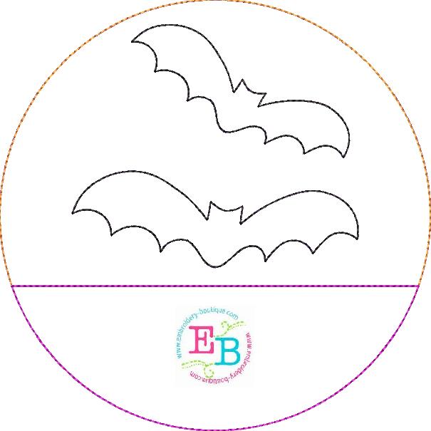 Bat Circle Split Bean Stitch Applique, Applique