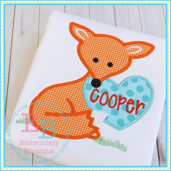 Fox with Heart Applique, Applique