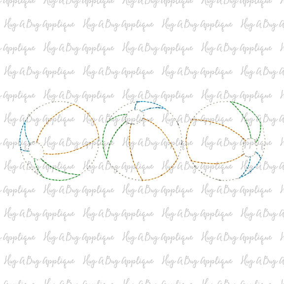 Beach Ball Trio Bean Stitch Applique Design, Applique