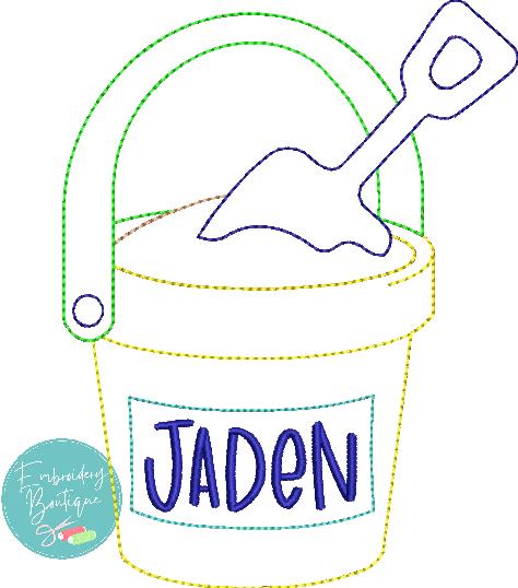 Beach Bucket Bean Stitch Applique, Applique, Embroidery Boutique