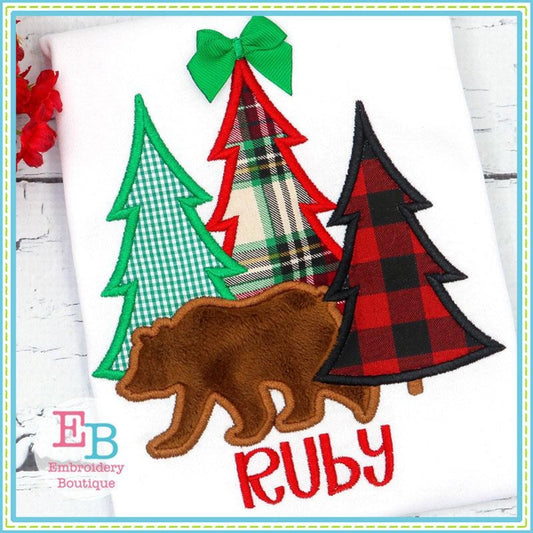 Bear Trees Satin Applique, Applique