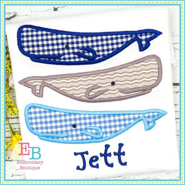 Beluga Whale Trio Satin Applique, Applique