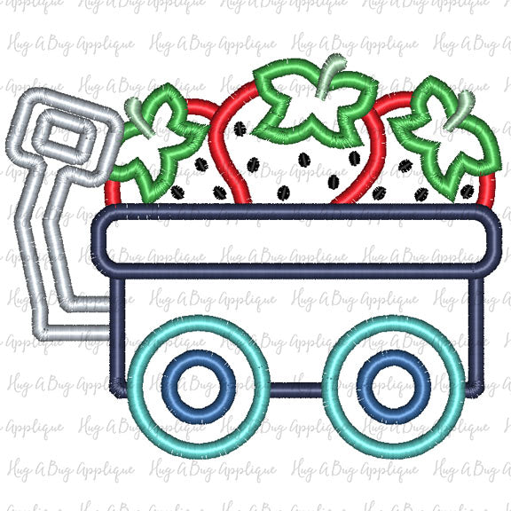 Strawberry Wagon Satin Stitch Applique Design, Applique