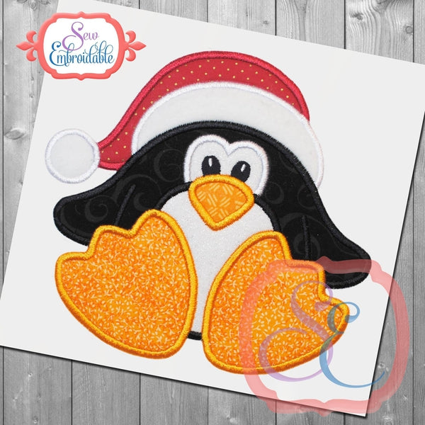 Sitting Santa Penguin Applique, Applique