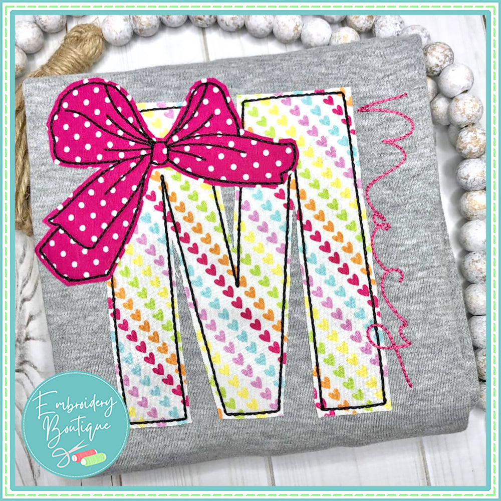 Big Bow Applique Font, Applique Alphabet, Embroidery Boutique