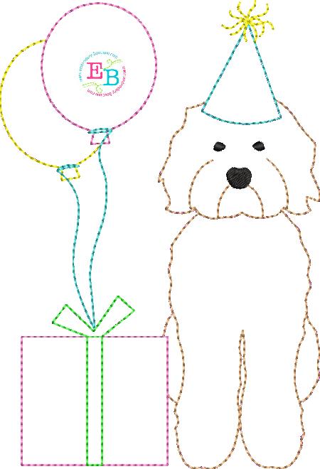 Birthday Doodle Bean Applique, Applique