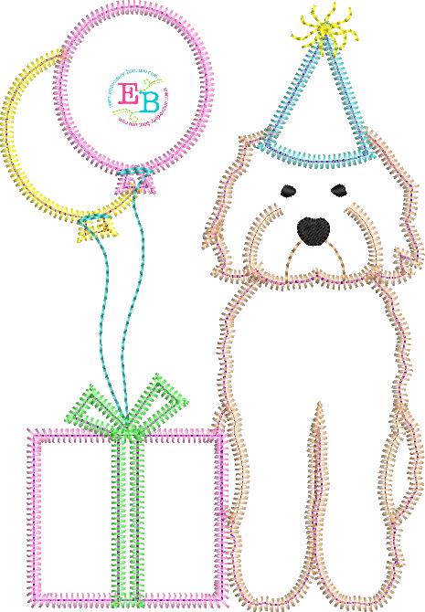 Birthday Doodle Zigzag Applique, Applique