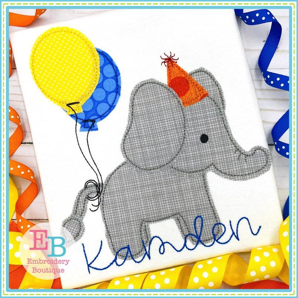 Birthday Elephant Applique, Applique
