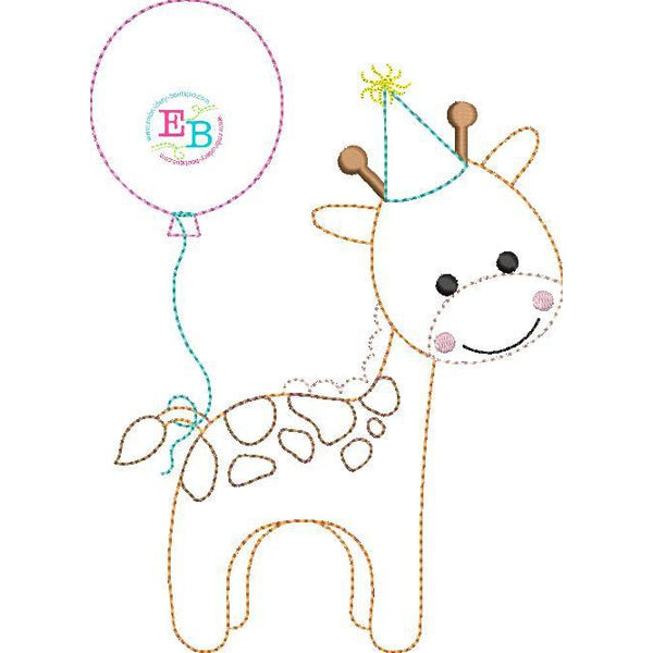 Birthday Giraffe Applique, Applique