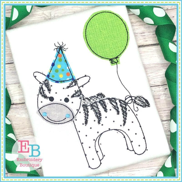 Birthday Zebra Applique, Applique