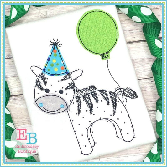 Birthday Zebra Applique, Applique