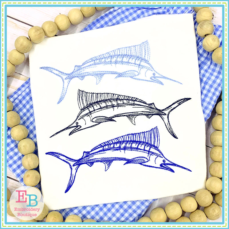 Blue Marlin Embroidery Design, Embroidery