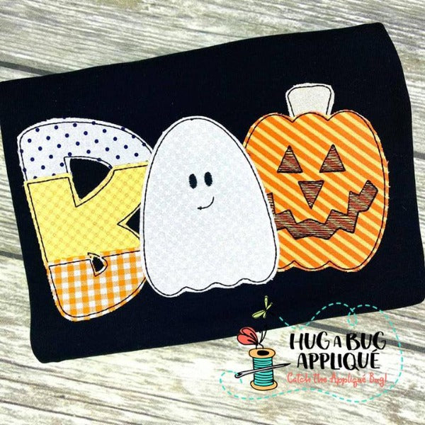 Boo Ghost Jack Bean Stitch Applique Design, Applique