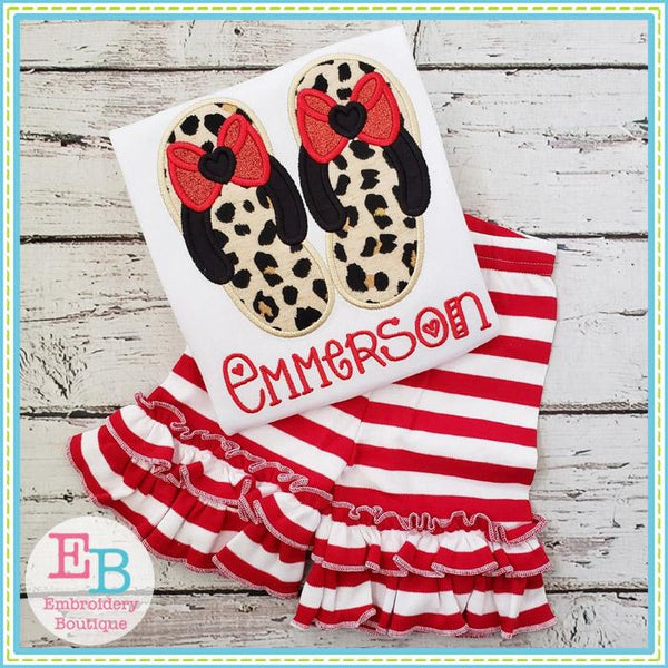 Bow Flip Flops Satin Applique, Applique