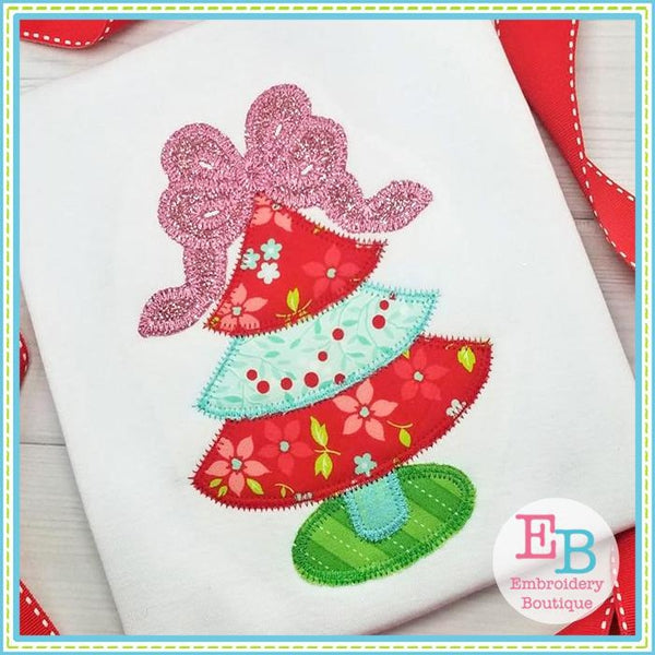 Bow Tree Zigzag Applique, Applique