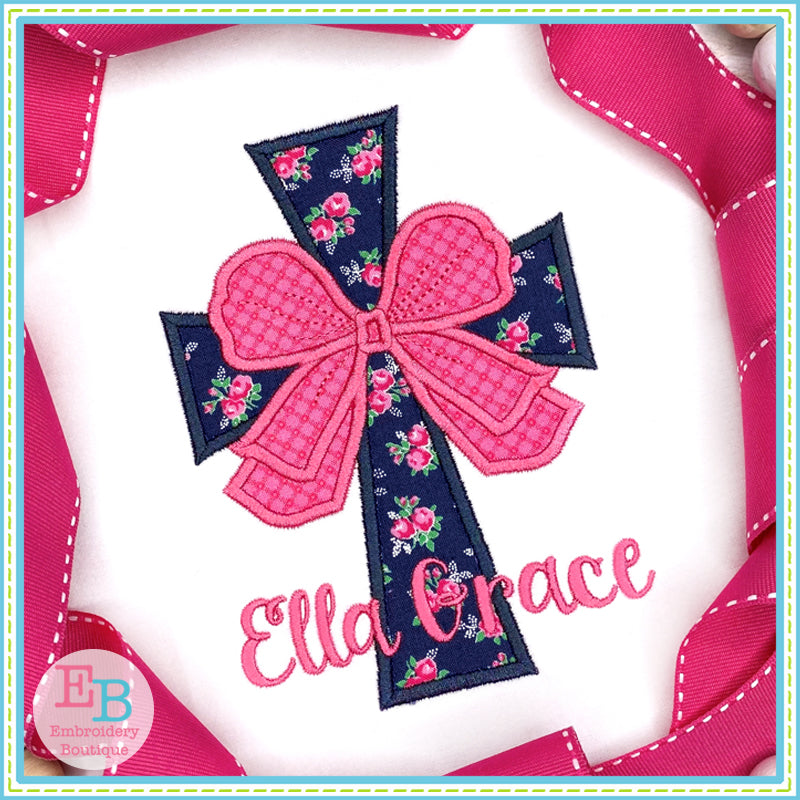 Big Bow Cross Satin Applique, Applique