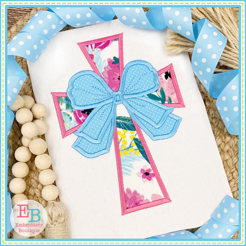 Big Bow Cross Satin Applique, Applique