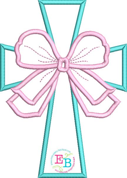 Big Bow Cross Satin Applique, Applique